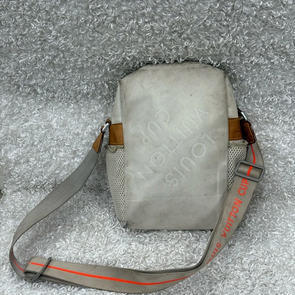 Louis Vuitton Gray and Brown Messenger Bag with Leather Accents